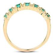 Bids.com 0.41 Carat Genuine Zambian Emerald and White Diamond 14K Yellow Gold Ring Rings White Smoke size 6.00,size 7.00,size 8.00,size 5.00,size 9.00