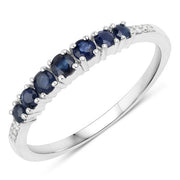 Bids.com 0.45 Carat Genuine Blue Sapphire and White Diamond 14K White Gold Ring Rings White Smoke size 5.00,size 6.00,size 7.00,size 8.00,size 9.00