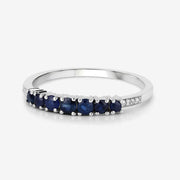 Bids.com 0.45 Carat Genuine Blue Sapphire and White Diamond 14K White Gold Ring Rings White Smoke size 5.00,size 6.00,size 7.00,size 8.00,size 9.00