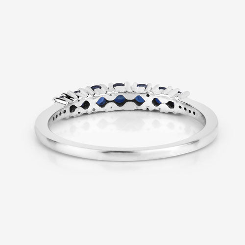 Bids.com 0.45 Carat Genuine Blue Sapphire and White Diamond 14K White Gold Ring Rings White Smoke size 5.00,size 6.00,size 7.00,size 8.00,size 9.00