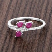 Bids.com 0.68 Carat Genuine Ruby and White Diamond 14K White Gold Ring Rings Dim Gray size 5.00,size 6.00,size 7.00,size 8.00,size 9.00