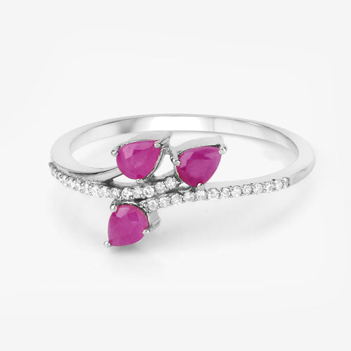 Bids.com 0.68 Carat Genuine Ruby and White Diamond 14K White Gold Ring Rings Lavender size 5.00,size 6.00,size 7.00,size 8.00,size 9.00