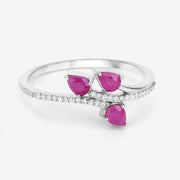 Bids.com 0.68 Carat Genuine Ruby and White Diamond 14K White Gold Ring Rings Lavender size 5.00,size 6.00,size 7.00,size 8.00,size 9.00