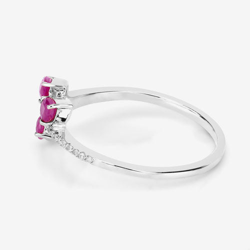Bids.com 0.68 Carat Genuine Ruby and White Diamond 14K White Gold Ring Rings White Smoke size 5.00,size 6.00,size 7.00,size 8.00,size 9.00