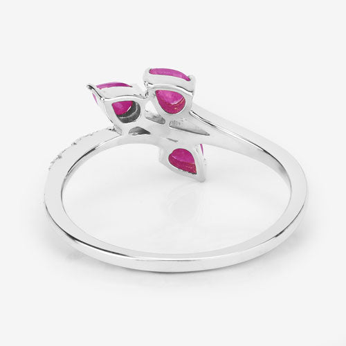 Bids.com 0.68 Carat Genuine Ruby and White Diamond 14K White Gold Ring Rings Lavender size 5.00,size 6.00,size 7.00,size 8.00,size 9.00
