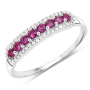 Bids.com 0.47 Carat Genuine Ruby and White Diamond 14K White Gold Ring Rings White Smoke size 5.00,size 6.00,size 7.00,size 8.00,size 9.00