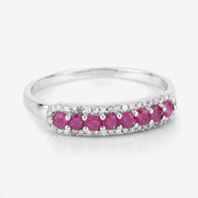 Bids.com 0.47 Carat Genuine Ruby and White Diamond 14K White Gold Ring Rings White Smoke size 5.00,size 6.00,size 7.00,size 8.00,size 9.00