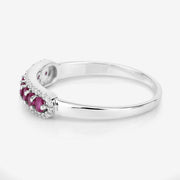 Bids.com 0.47 Carat Genuine Ruby and White Diamond 14K White Gold Ring Rings White Smoke size 5.00,size 6.00,size 7.00,size 8.00,size 9.00