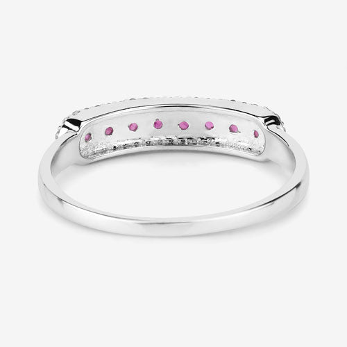Bids.com 0.47 Carat Genuine Ruby and White Diamond 14K White Gold Ring Rings White Smoke size 5.00,size 6.00,size 7.00,size 8.00,size 9.00
