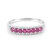 Bids.com 0.47 Carat Genuine Ruby and White Diamond 14K White Gold Ring Rings White Smoke size 5.00,size 6.00,size 7.00,size 8.00,size 9.00