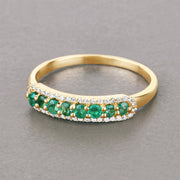 Bids.com 0.35 Carat Genuine Zambian Emerald and White Diamond 14K Yellow Gold Ring Rings Rosy Brown size 5.00,size 6.00,size 7.00,size 8.00,size 9.00