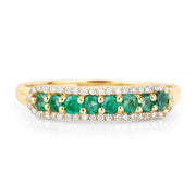 Bids.com 0.35 Carat Genuine Zambian Emerald and White Diamond 14K Yellow Gold Ring Rings White Smoke size 5.00,size 6.00,size 7.00,size 8.00,size 9.00