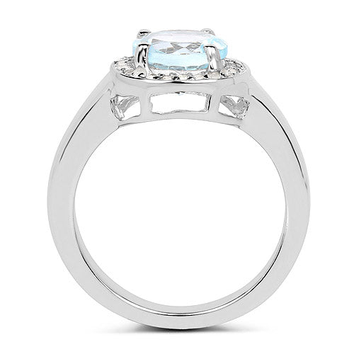 Bids.com 2.37 Carat Genuine Blue Topaz and White Topaz .925 Sterling Silver Ring Rings White Smoke size 7.00,size 8.00,size 9.00,size 5.00,size 6.00,size 10.00