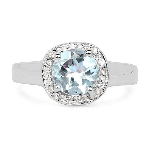 Bids.com 2.37 Carat Genuine Blue Topaz and White Topaz .925 Sterling Silver Ring Rings White Smoke size 7.00,size 8.00,size 9.00,size 5.00,size 6.00,size 10.00