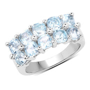 Bids.com 3.60 Carat Genuine  Blue Topaz .925 Sterling Silver Ring Rings White Smoke size 8.00,size 6.00,size 7.00,size 5.00,size 9.00