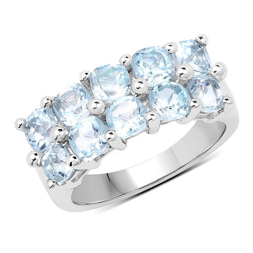 Bids.com 3.60 Carat Genuine  Blue Topaz .925 Sterling Silver Ring Rings White Smoke size 8.00,size 6.00,size 7.00,size 5.00,size 9.00