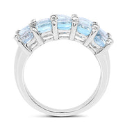 Bids.com 3.60 Carat Genuine  Blue Topaz .925 Sterling Silver Ring Rings White Smoke size 8.00,size 6.00,size 7.00,size 5.00,size 9.00