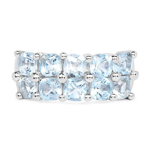 Bids.com 3.60 Carat Genuine  Blue Topaz .925 Sterling Silver Ring Rings White Smoke size 8.00,size 6.00,size 7.00,size 5.00,size 9.00