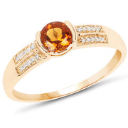 Bids.com 0.51 Carat Genuine Citrine and White Diamond 14K Yellow Gold Ring Rings White Smoke size 6.00,size 7.00,size 8.00,size 5.00,size 9.00