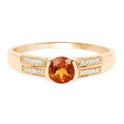Bids.com 0.51 Carat Genuine Citrine and White Diamond 14K Yellow Gold Ring Rings White Smoke size 6.00,size 7.00,size 8.00,size 5.00,size 9.00