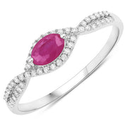Bids.com 0.40 Carat Genuine Ruby and White Diamond 14K White Gold Ring Rings White Smoke size 5.00,size 6.00,size 7.00,size 8.00,size 9.00