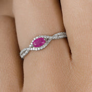 Bids.com 0.40 Carat Genuine Ruby and White Diamond 14K White Gold Ring Rings Rosy Brown size 5.00,size 6.00,size 7.00,size 8.00,size 9.00