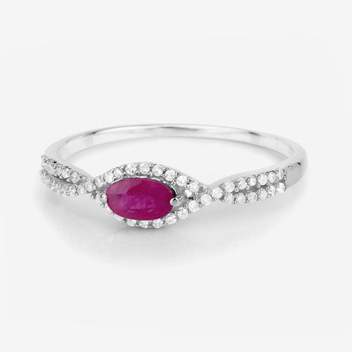 Bids.com 0.40 Carat Genuine Ruby and White Diamond 14K White Gold Ring Rings Lavender size 5.00,size 6.00,size 7.00,size 8.00,size 9.00