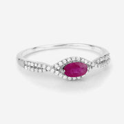 Bids.com 0.40 Carat Genuine Ruby and White Diamond 14K White Gold Ring Rings Lavender size 5.00,size 6.00,size 7.00,size 8.00,size 9.00