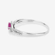 Bids.com 0.40 Carat Genuine Ruby and White Diamond 14K White Gold Ring Rings White Smoke size 5.00,size 6.00,size 7.00,size 8.00,size 9.00