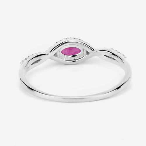 Bids.com 0.40 Carat Genuine Ruby and White Diamond 14K White Gold Ring Rings White Smoke size 5.00,size 6.00,size 7.00,size 8.00,size 9.00