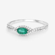 Bids.com 0.32 Carat Genuine Zambian Emerald and White Diamond 14K White Gold Ring Rings White Smoke size 5.00,size 6.00,size 7.00,size 8.00,size 9.00