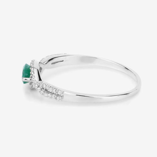 Bids.com 0.32 Carat Genuine Zambian Emerald and White Diamond 14K White Gold Ring Rings White Smoke size 5.00,size 6.00,size 7.00,size 8.00,size 9.00
