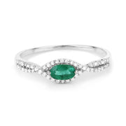 Bids.com 0.32 Carat Genuine Zambian Emerald and White Diamond 14K White Gold Ring Rings White Smoke size 5.00,size 6.00,size 7.00,size 8.00,size 9.00