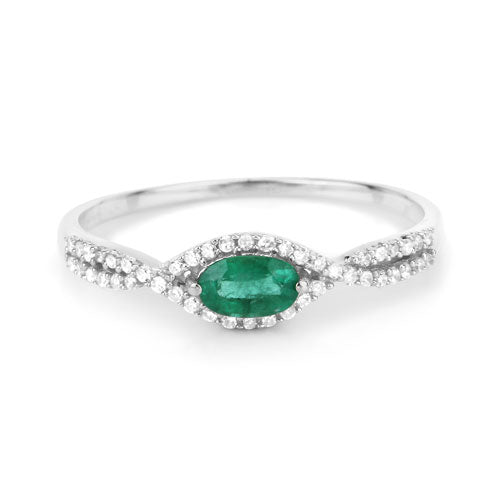Bids.com 0.32 Carat Genuine Zambian Emerald and White Diamond 14K White Gold Ring Rings White Smoke size 5.00,size 6.00,size 7.00,size 8.00,size 9.00