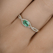 Bids.com 0.32 Carat Genuine Zambian Emerald and White Diamond 14K Yellow Gold Ring Rings Rosy Brown size 7.00,size 6.00,size 8.00,size 5.00,size 9.00