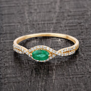 Bids.com 0.32 Carat Genuine Zambian Emerald and White Diamond 14K Yellow Gold Ring Rings Dark Slate Gray size 7.00,size 6.00,size 8.00,size 5.00,size 9.00