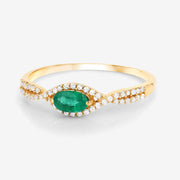 Bids.com 0.32 Carat Genuine Zambian Emerald and White Diamond 14K Yellow Gold Ring Rings White Smoke size 7.00,size 6.00,size 8.00,size 5.00,size 9.00