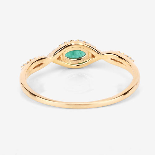 Bids.com 0.32 Carat Genuine Zambian Emerald and White Diamond 14K Yellow Gold Ring Rings White Smoke size 7.00,size 6.00,size 8.00,size 5.00,size 9.00