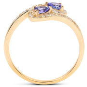 Bids.com 0.42 Carat Genuine Tanzanite and White Diamond 14K Yellow Gold Ring Rings White Smoke size 6.00,size 7.00,size 8.00,size 5.00,size 9.00