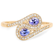Bids.com 0.42 Carat Genuine Tanzanite and White Diamond 14K Yellow Gold Ring Rings White Smoke size 6.00,size 7.00,size 8.00,size 5.00,size 9.00