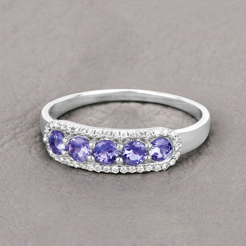 Bids.com 0.61 Carat Genuine Tanzanite and White Diamond 14K White Gold Ring Rings Rosy Brown size 7.00,size 5.00,size 6.00,size 8.00,size 9.00