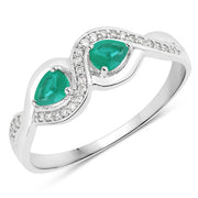 Bids.com 0.35 Carat Genuine Zambian Emerald and White Diamond 14K White Gold Ring Rings White Smoke size 7.00,size 5.00,size 6.00,size 8.00,size 9.00