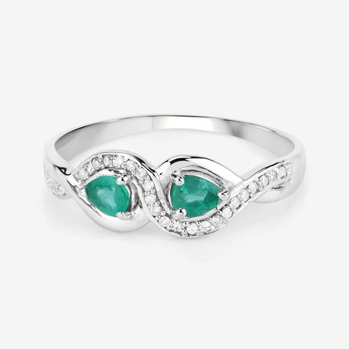 Bids.com 0.35 Carat Genuine Zambian Emerald and White Diamond 14K White Gold Ring Rings Lavender size 7.00,size 5.00,size 6.00,size 8.00,size 9.00