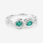 Bids.com 0.35 Carat Genuine Zambian Emerald and White Diamond 14K White Gold Ring Rings Lavender size 7.00,size 5.00,size 6.00,size 8.00,size 9.00