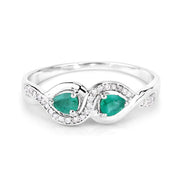 Bids.com 0.35 Carat Genuine Zambian Emerald and White Diamond 14K White Gold Ring Rings White Smoke size 7.00,size 5.00,size 6.00,size 8.00,size 9.00