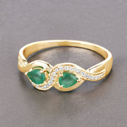 Bids.com 0.35 Carat Genuine Zambian Emerald and White Diamond 14K Yellow Gold Ring Rings Light Slate Gray size 5.00,size 6.00,size 7.00,size 8.00,size 9.00