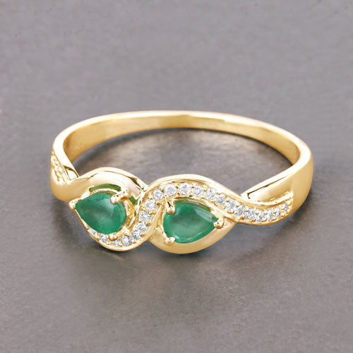 Bids.com 0.35 Carat Genuine Zambian Emerald and White Diamond 14K Yellow Gold Ring Rings Light Slate Gray size 5.00,size 6.00,size 7.00,size 8.00,size 9.00