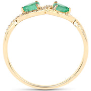 Bids.com 0.35 Carat Genuine Zambian Emerald and White Diamond 14K Yellow Gold Ring Rings White Smoke size 5.00,size 6.00,size 7.00,size 8.00,size 9.00