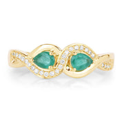 Bids.com 0.35 Carat Genuine Zambian Emerald and White Diamond 14K Yellow Gold Ring Rings White Smoke size 5.00,size 6.00,size 7.00,size 8.00,size 9.00