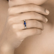 Bids.com 1.08 Carat Genuine Blue Sapphire and White Diamond 14K White Gold Ring Rings Tan size 7.00,size 5.00,size 6.00,size 8.00,size 9.00